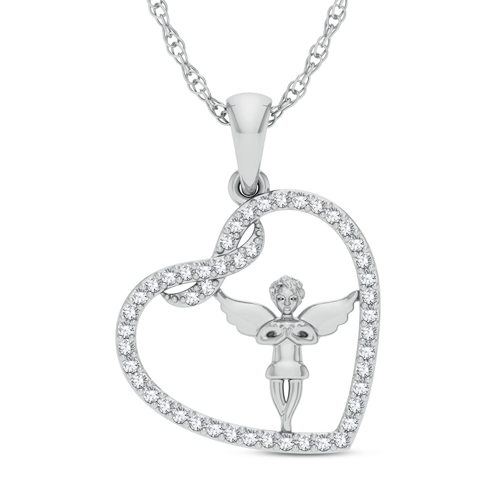 10K White Gold 0.20Ct Diamond Pendant