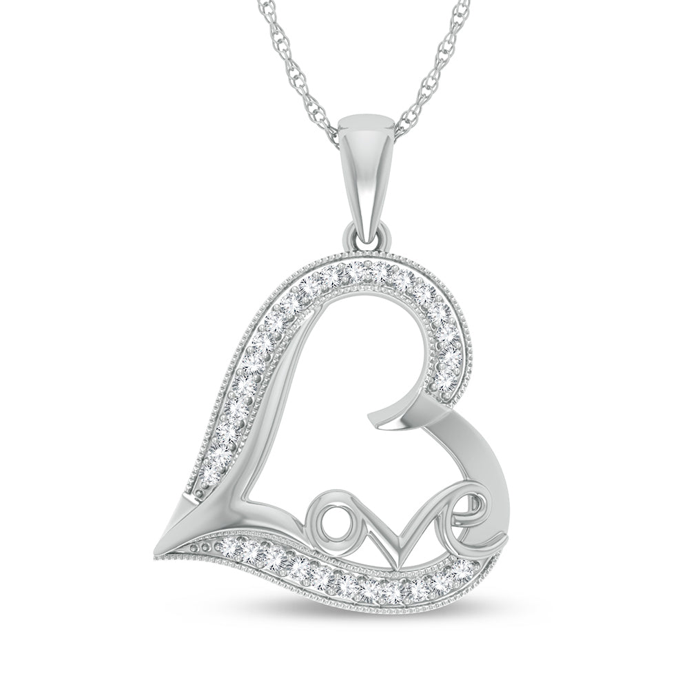 10K White Gold 0.20Ct Diamond Pendant