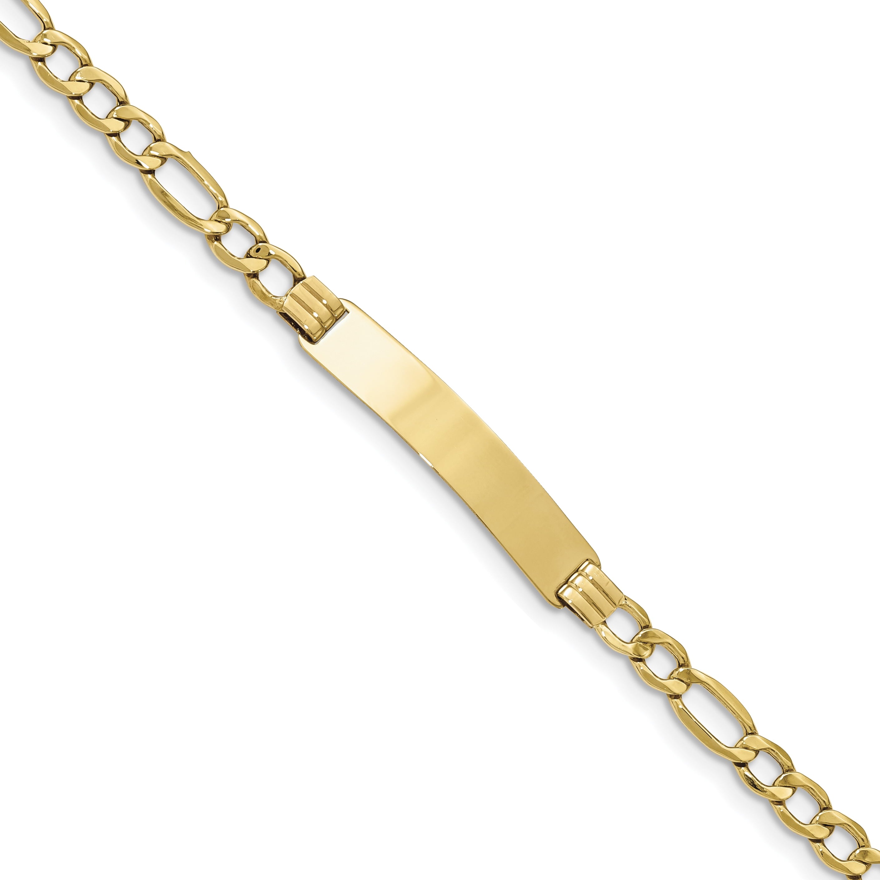 14k Polished Semi-Solid Figaro ID Bracelet