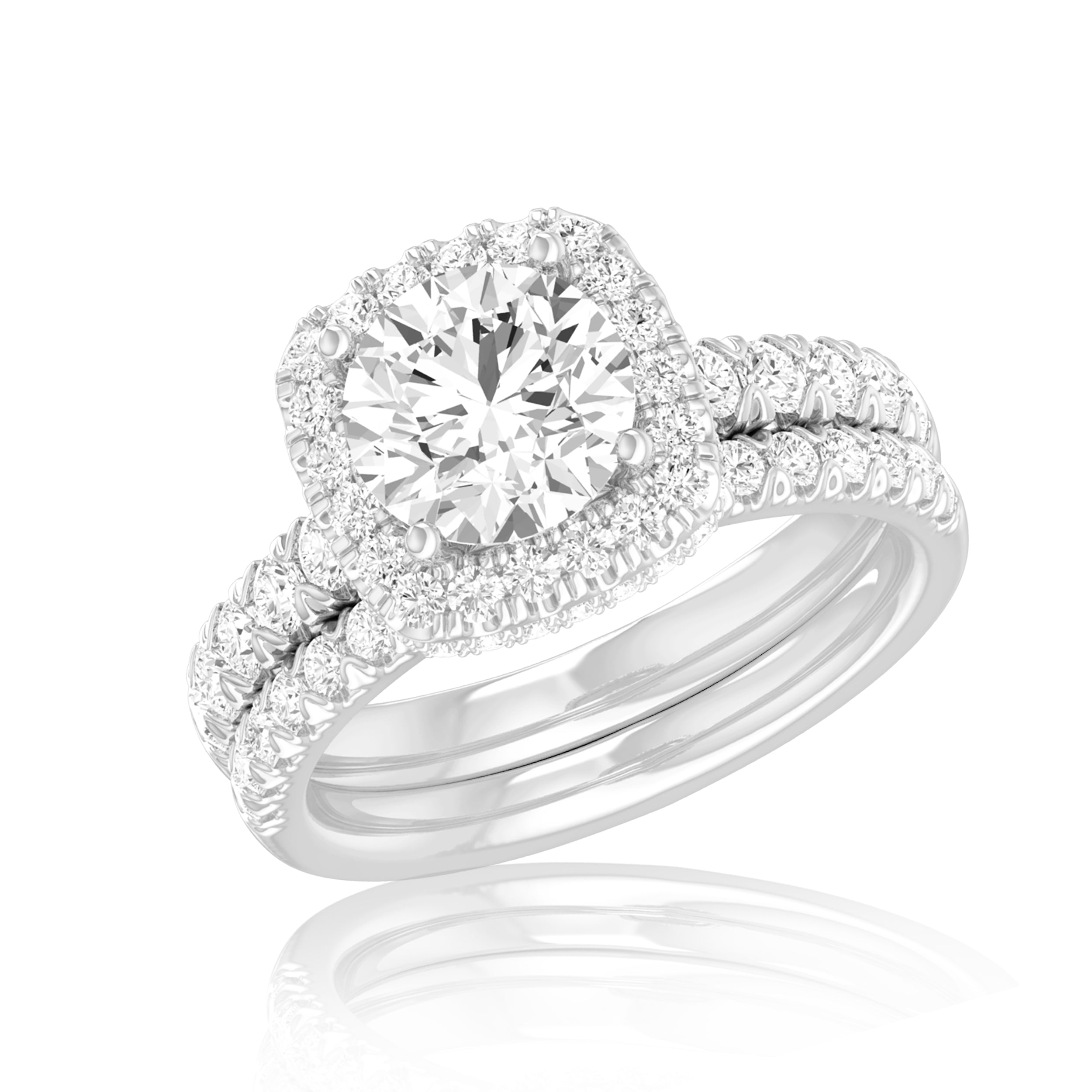 14K White Gold 1.66Ct Lab Grown Diamond Bridal Ring