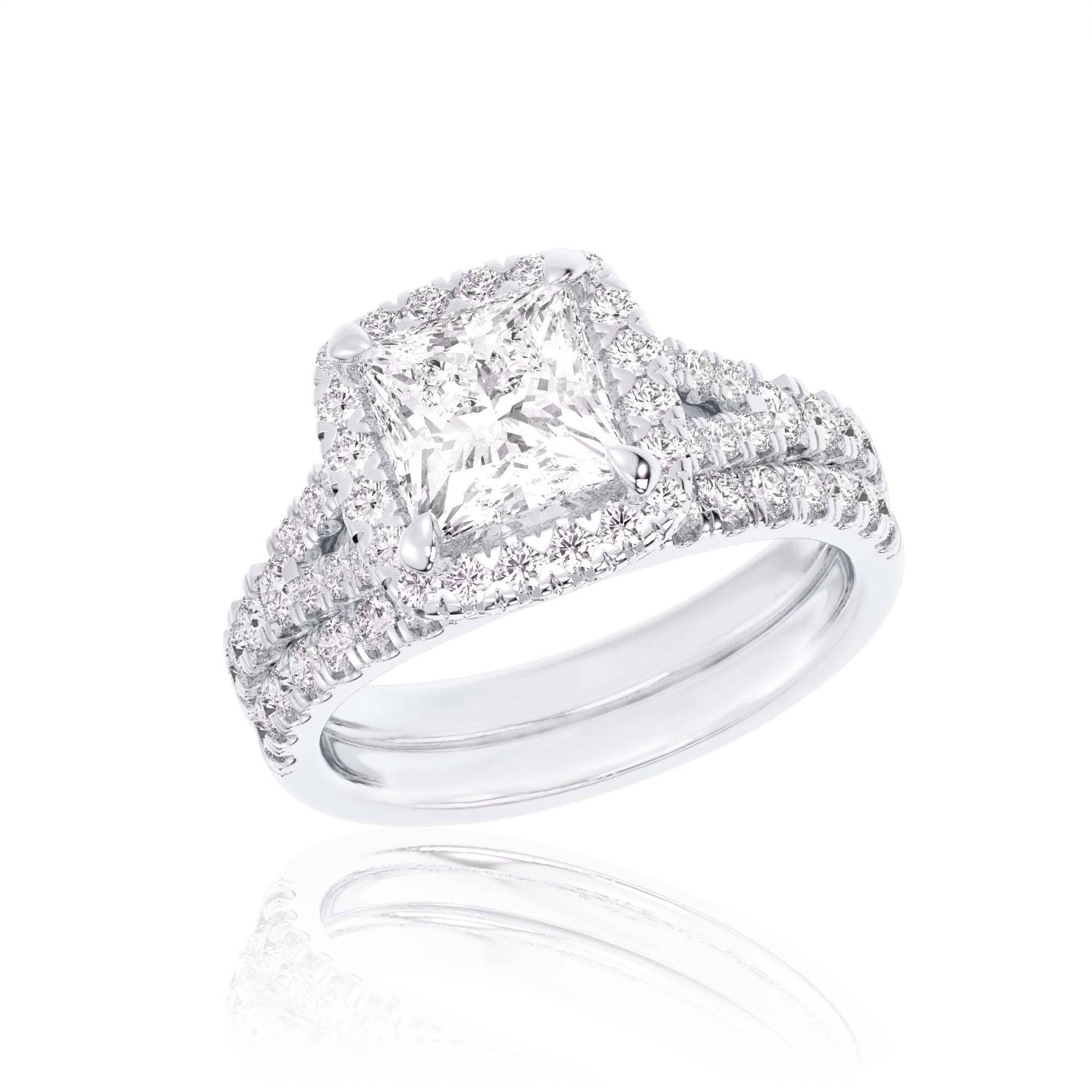 14K White Gold 1.65Ctcertified Lab Grown Diamond Bridal Ring