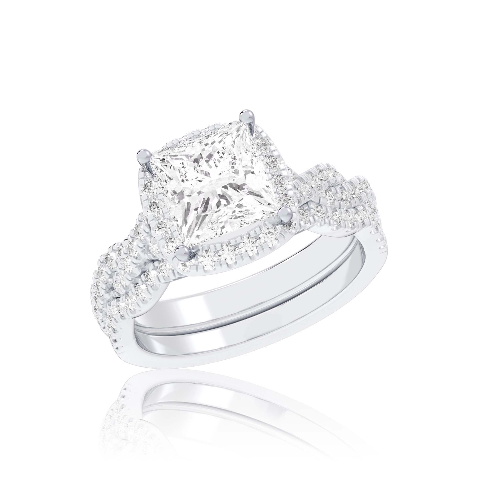 14K White Gold 1.54Ct Certified Lab Grown Diamond Bridal Ring