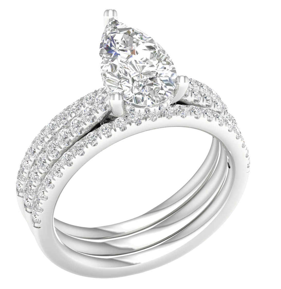 14K White Gold 2.75Ct Certified Lab Grown Diamondbridal Ring