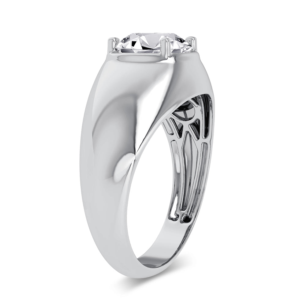 14K White Gold 2.00Ct Certified Lab Grown Mens Ring