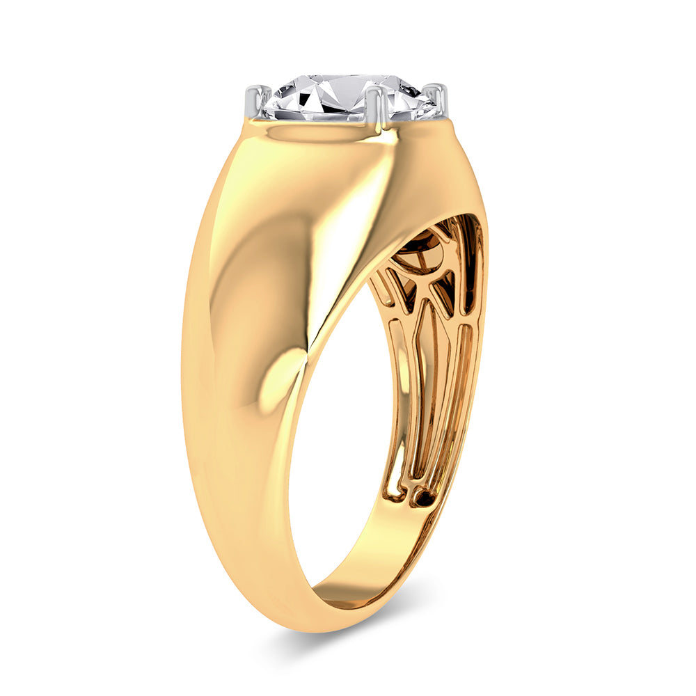 14K Yellow Gold 2.00Ct Certified Lab Grown Mens Ring