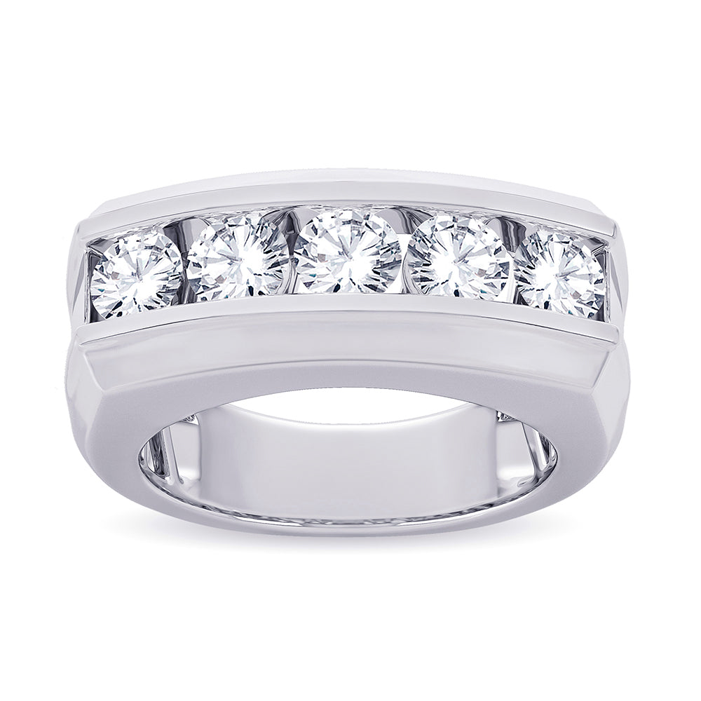 14K White Gold 2.00Ct Lab Grown Diamond Mens Band