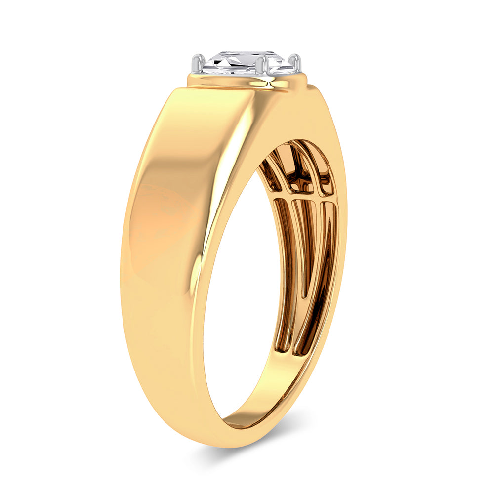 14K Yellow Gold 1.00Ct Lab Grown Diamond Mens Ring