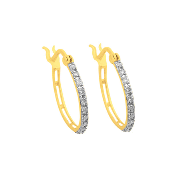 10K Yellow 0.10Ct D-Earrings Hoops