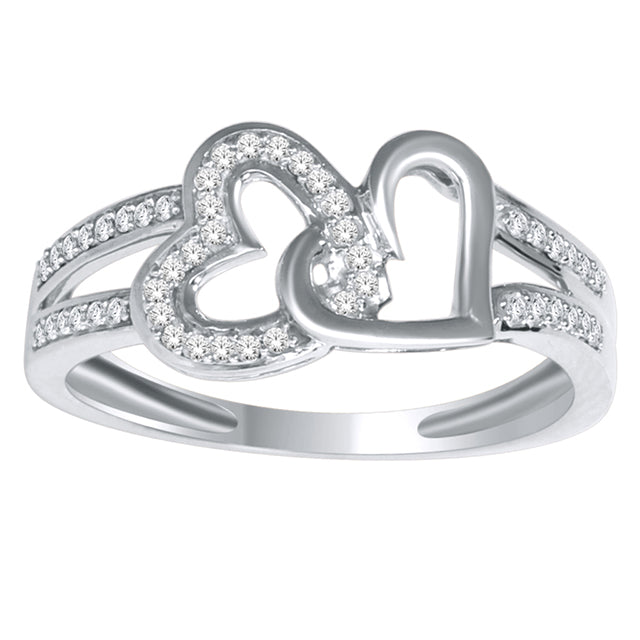 10K White 0.15Ct D-Ladies Rings Heart