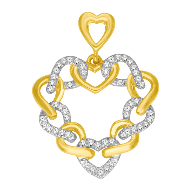 10K Yellow 0.15Ct D-Heart Charms