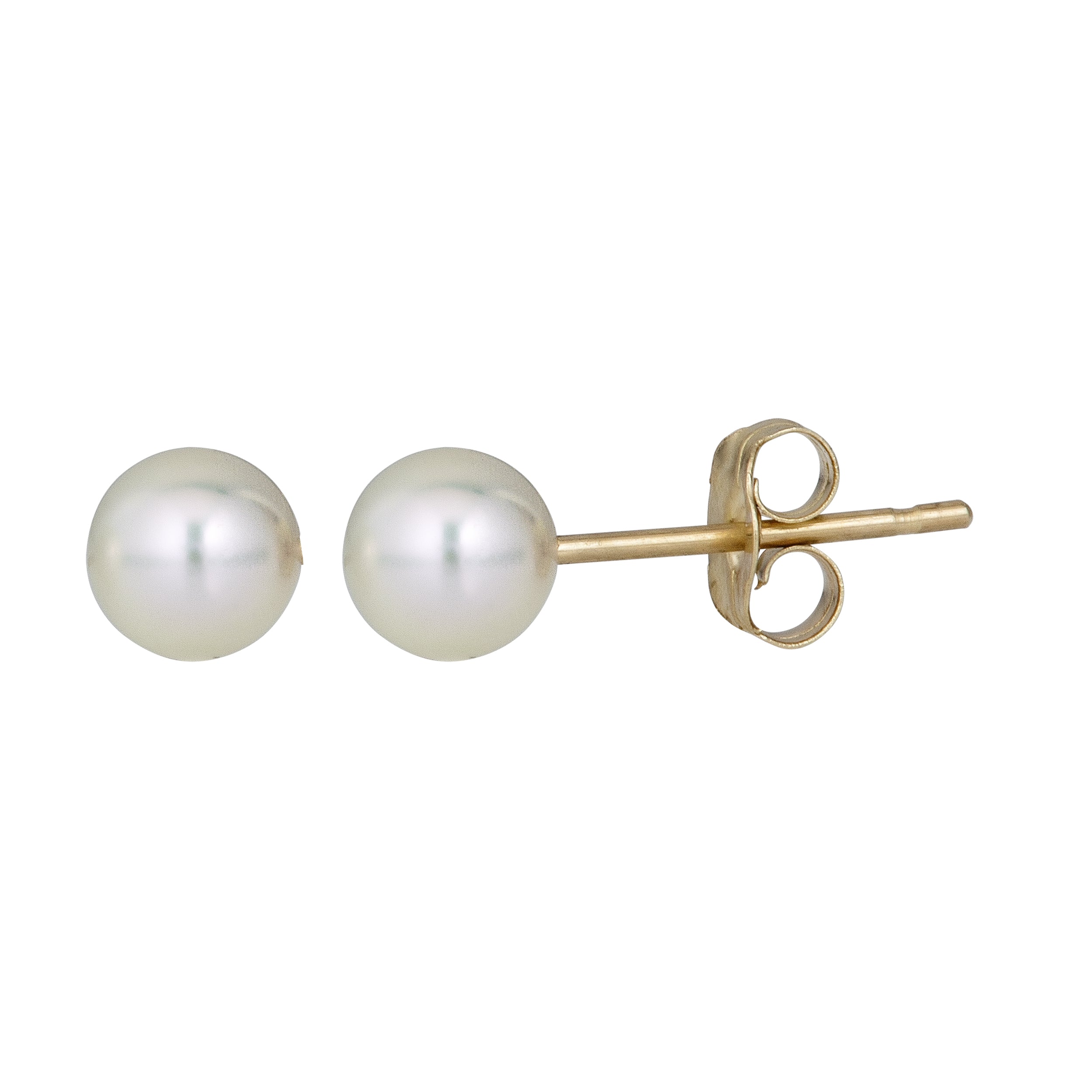 14K Yellow Gold  6MM Pearl Stud Earring