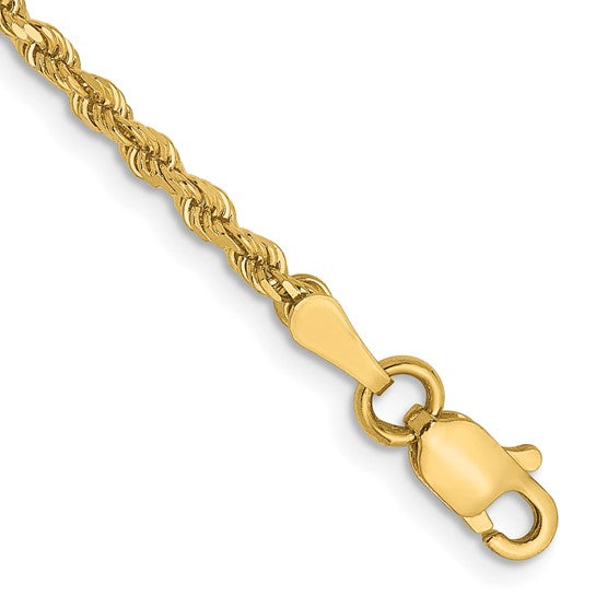 14kt Lightweight Yellow Gold 2MM 16"  Rope Chain Necklace 