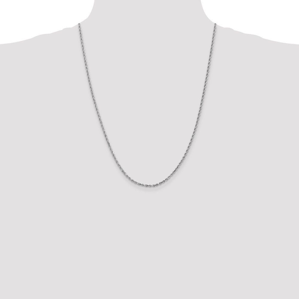 14K White Gold 2.5mm Diamond-Cut Rope Chain