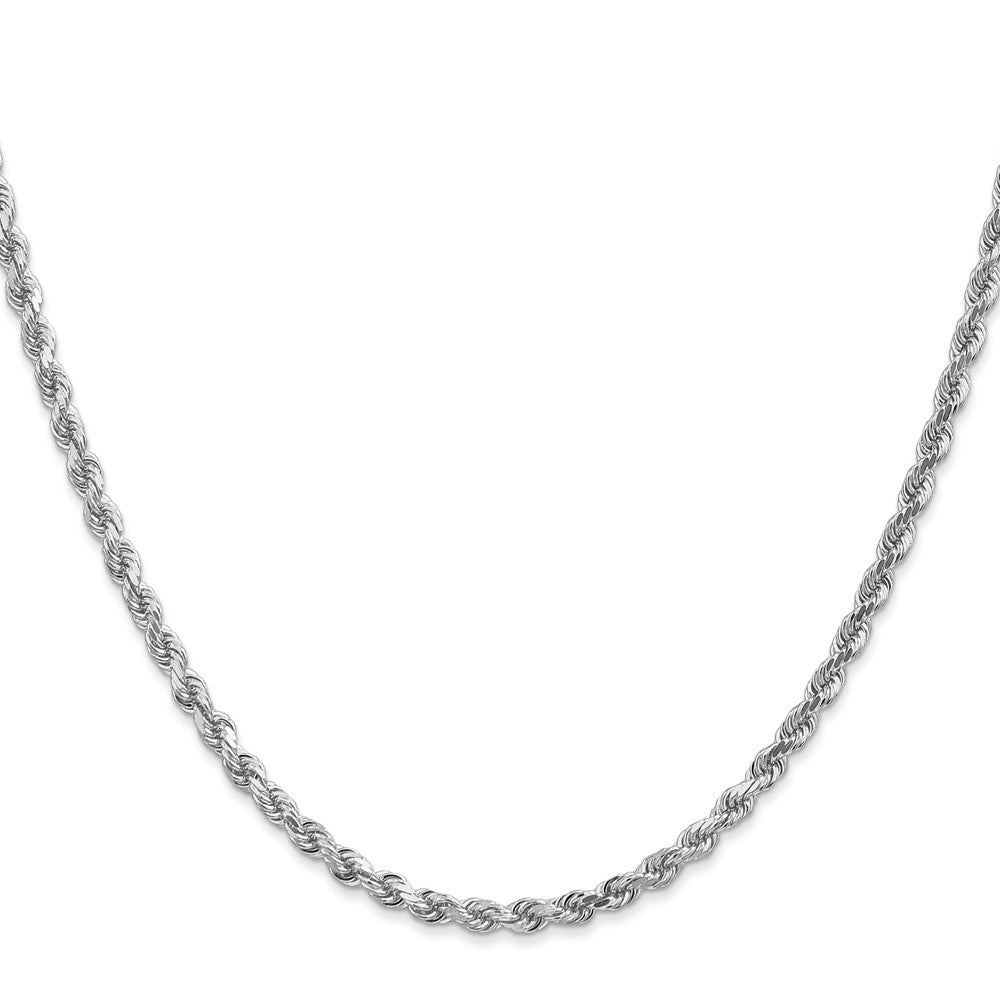 14K White Gold 3mm Diamond-cut Rope Chain