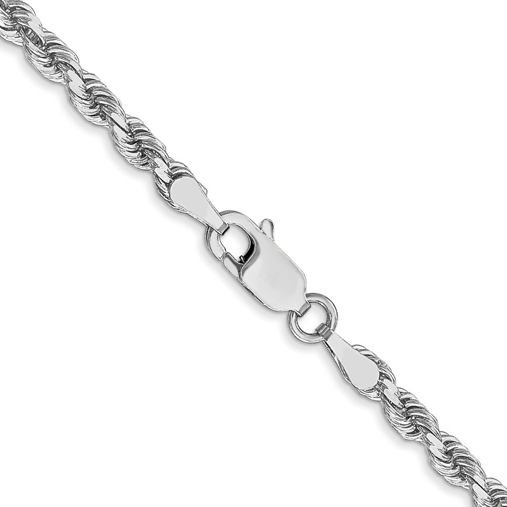 14K White Gold 3mm Diamond-cut Rope Chain