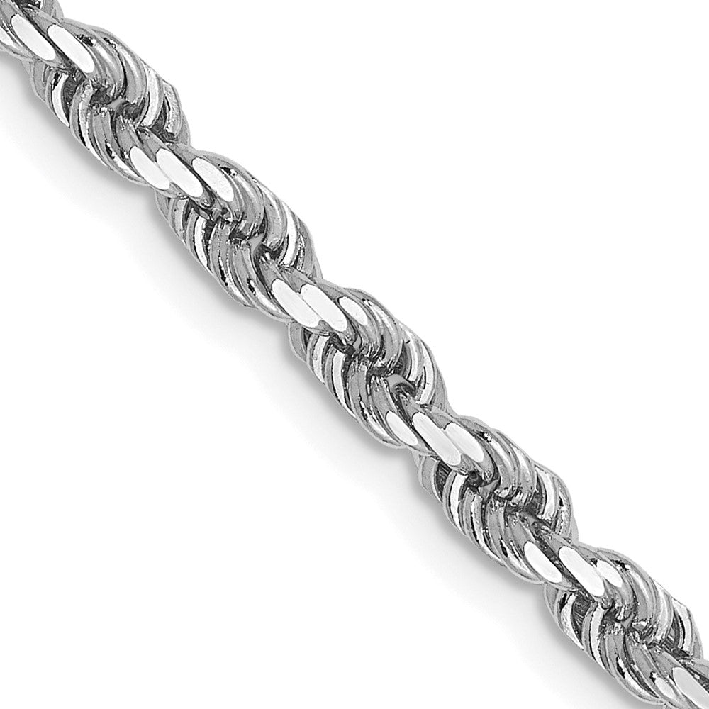 14K White Gold 3mm Diamond-cut Rope Chain