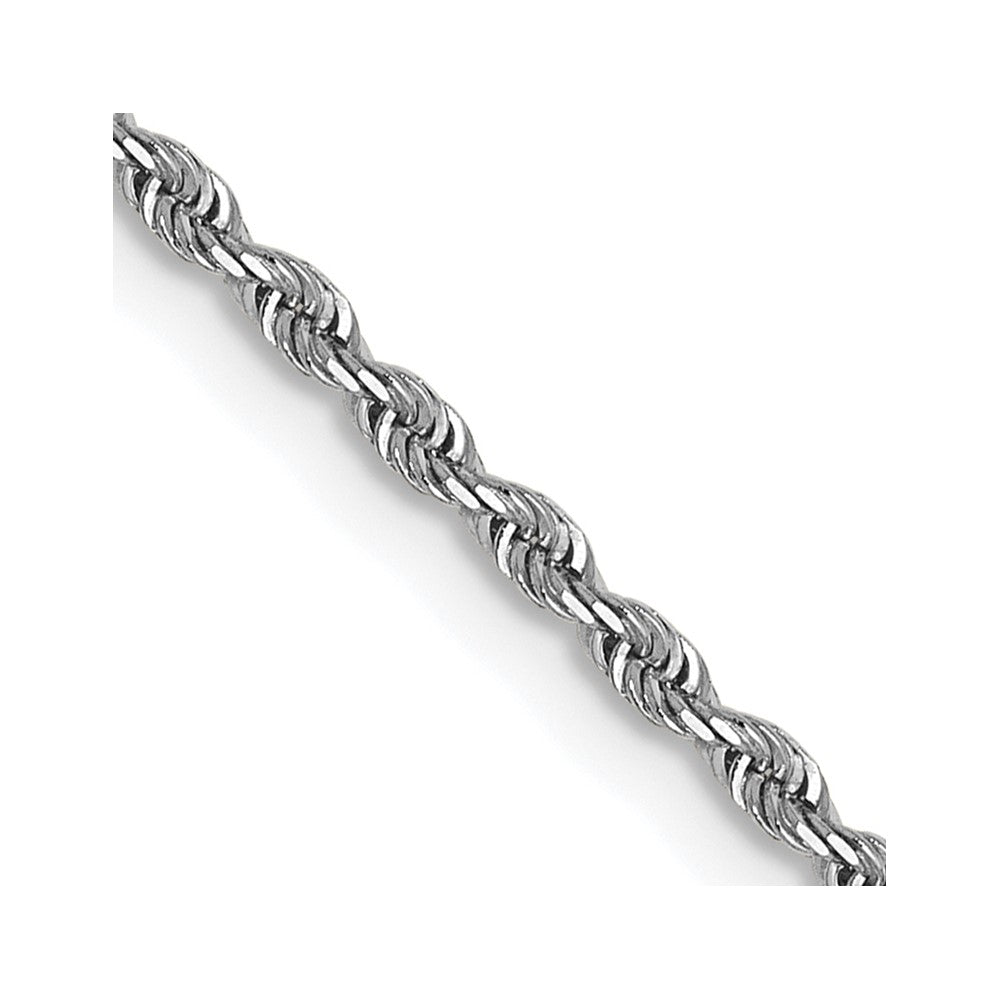 14K White Gold 1.3mm Diamond-Cut Rope Chain