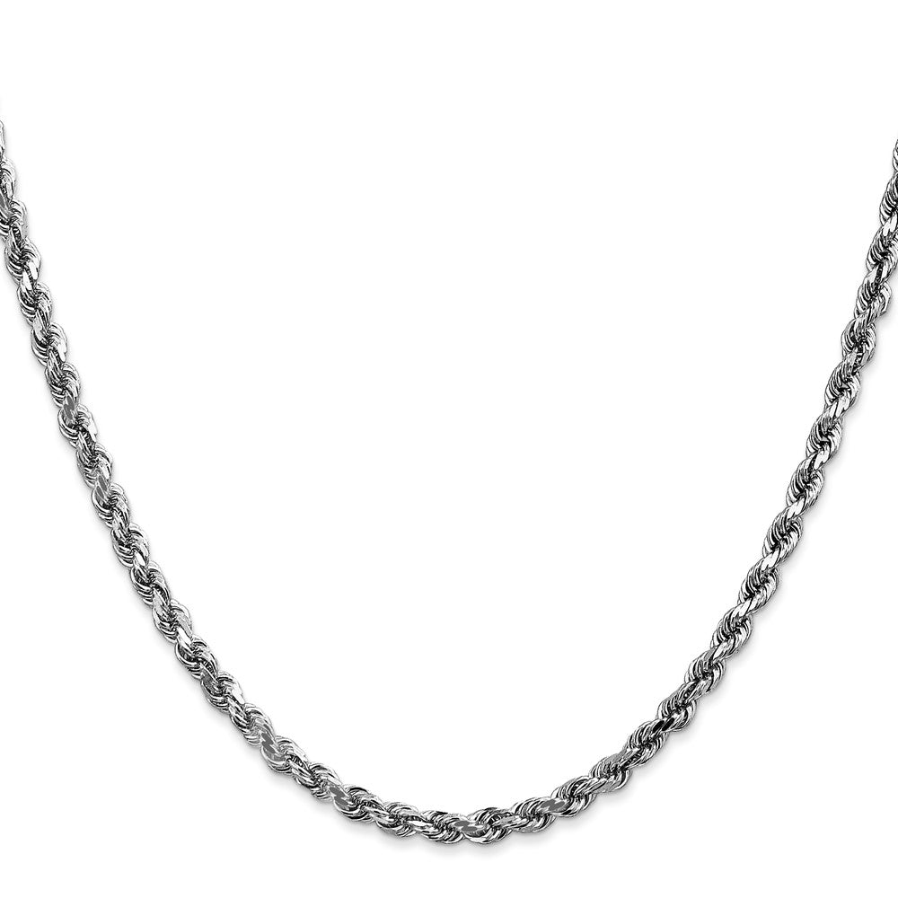 14K White Gold 4mm Diamond-Cut Rope Chain