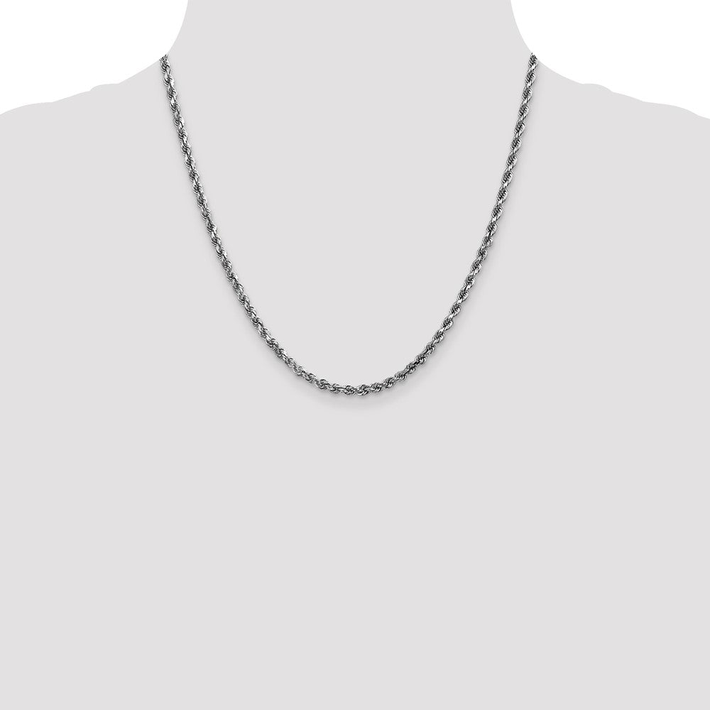 14K White Gold 4mm Diamond-Cut Rope Chain