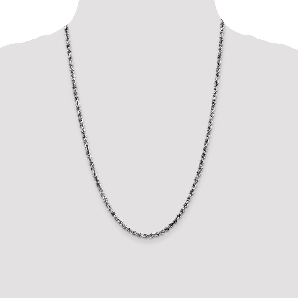 14K White Gold 4mm Diamond-Cut Rope Chain