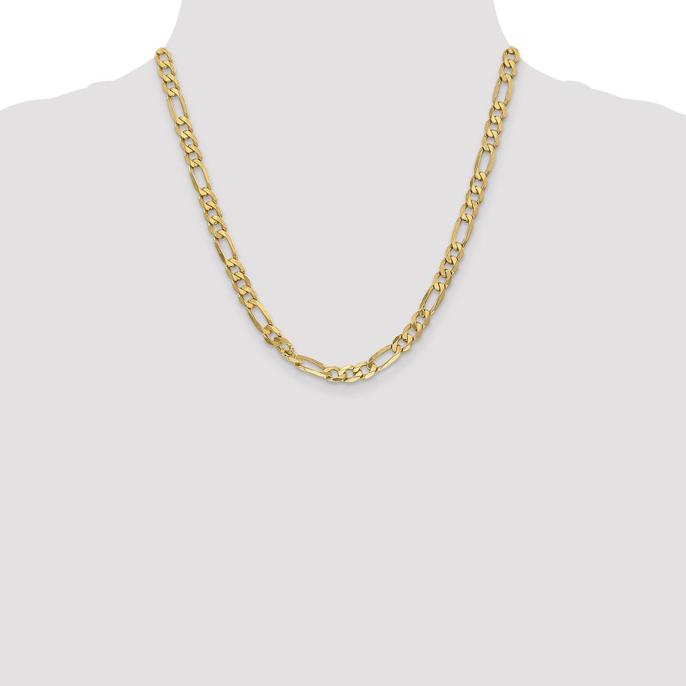 14K 6.00mm Flat Figaro Chain