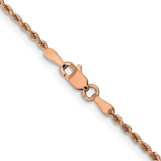 10kt Lightweight Rose Gold 2MM 20" Diamond Cut Rope Chain