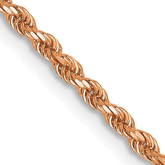 10kt Lightweight Rose Gold 2MM 20" Diamond Cut Rope Chain