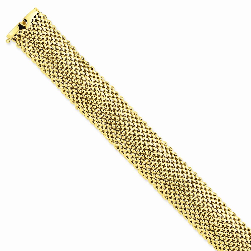 14k 7.25in 18.75mm Polished Mesh Bracelet