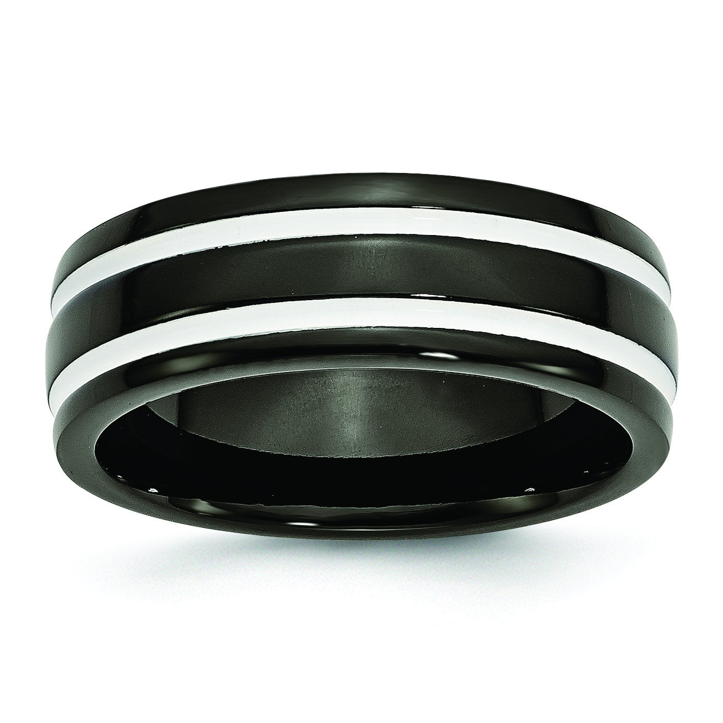 Titanium 8mm Black IP-plated Polished Band TB256