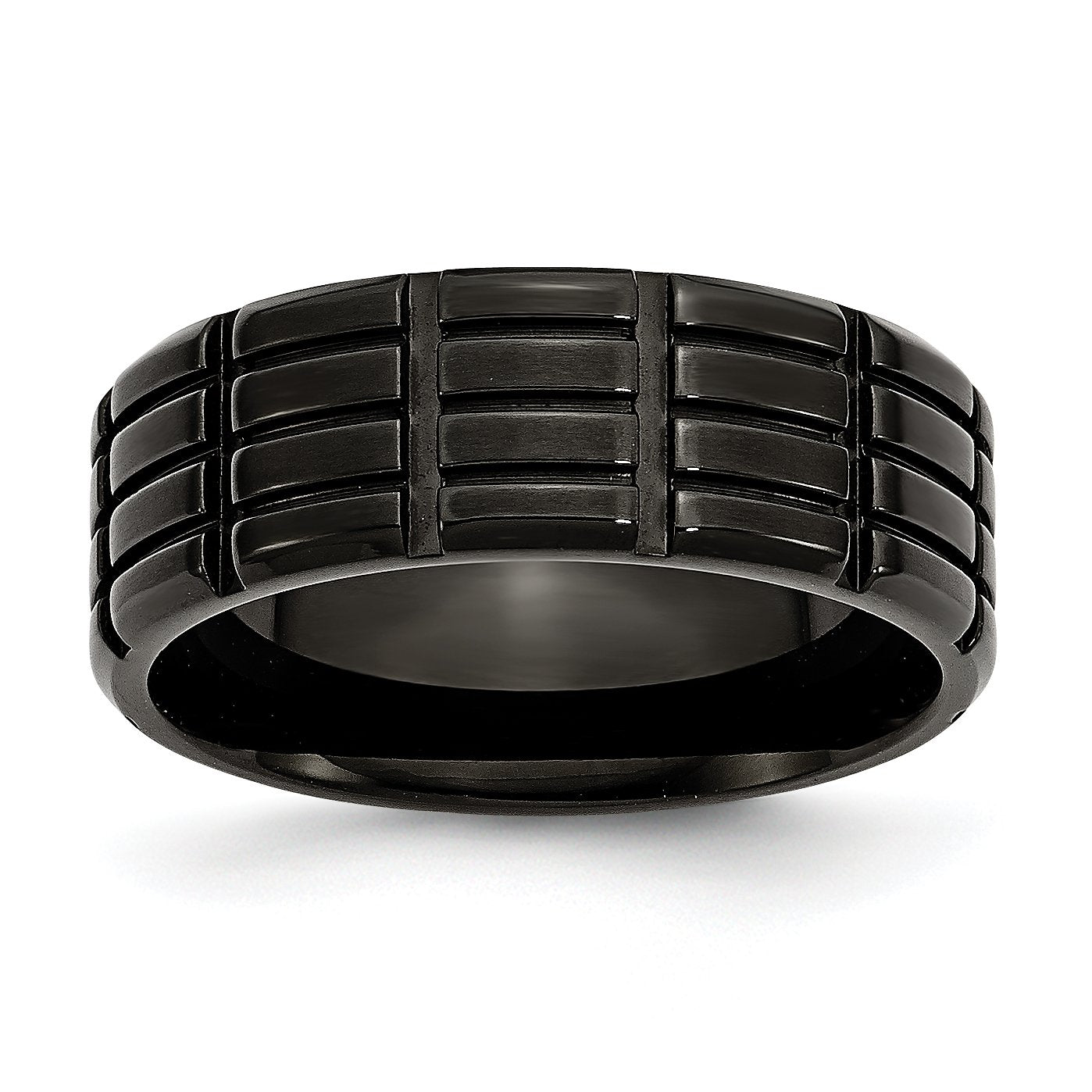 Titanium Grooved Black IP-plated 8mm Brushed Band TB315