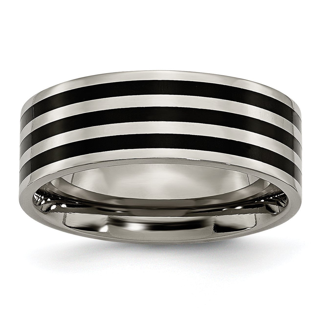 Titanium 8mm Black IP-plated Polished Band TB305