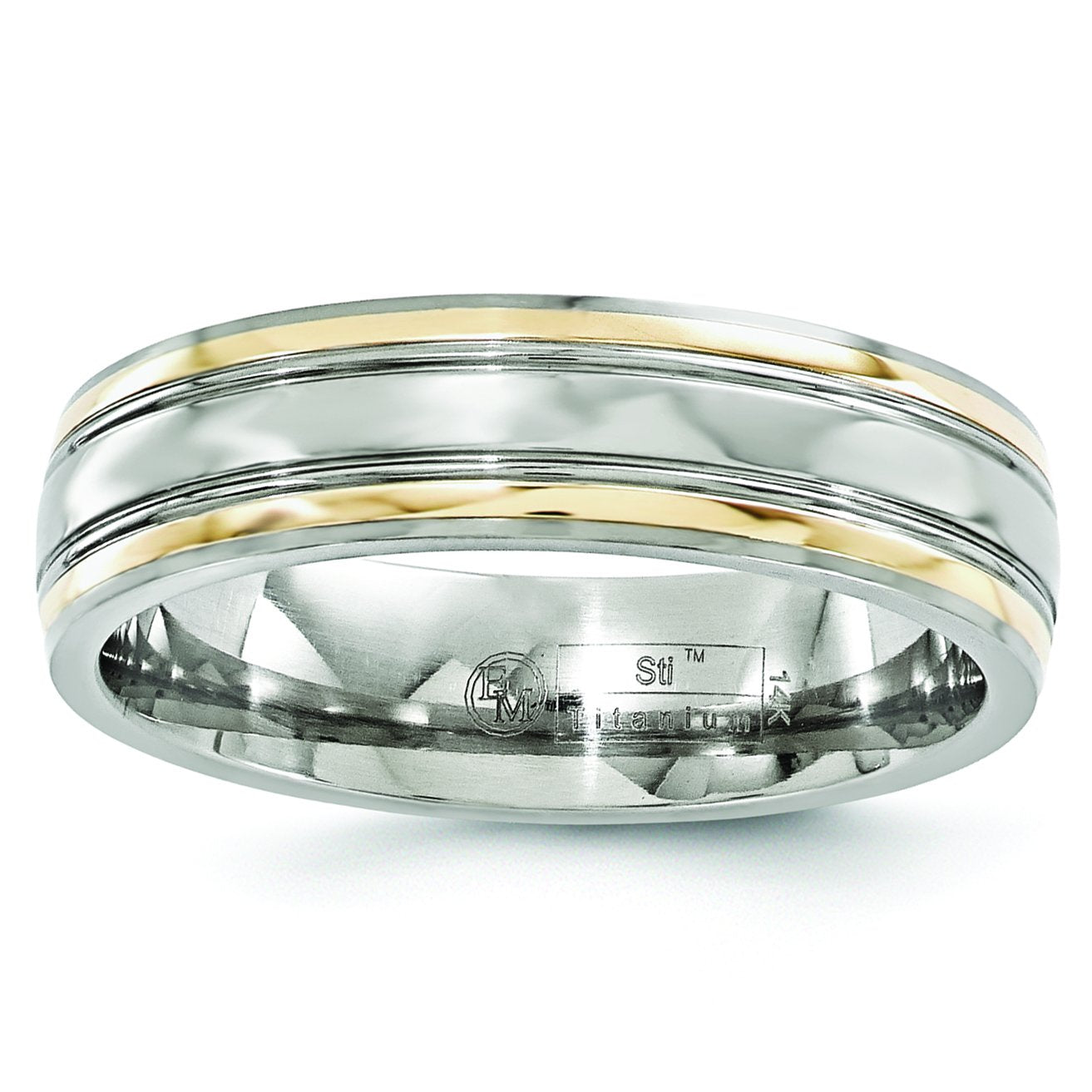 Edward Mirell Titanium & 14K Edge Polished 6mm Band EMR201