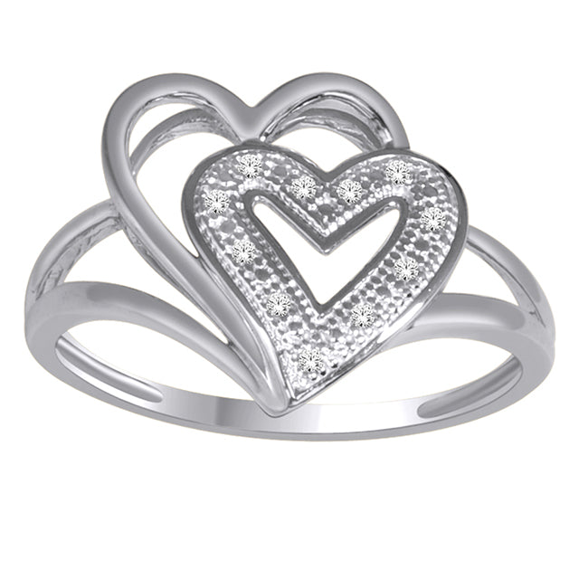 10K White 0.04Ct D-Ladies Rings Heart