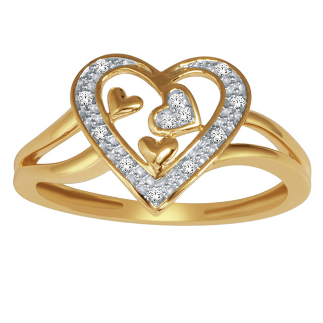 10K Yellow 0.03Ct D-Ladies Rings Heart