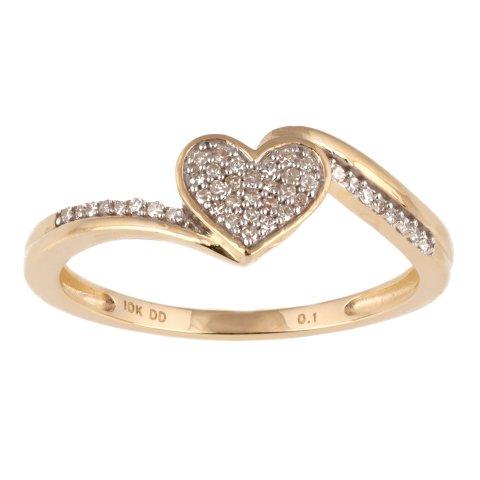 10K Yellow 0.10Ct D-Ladies Ring Heart