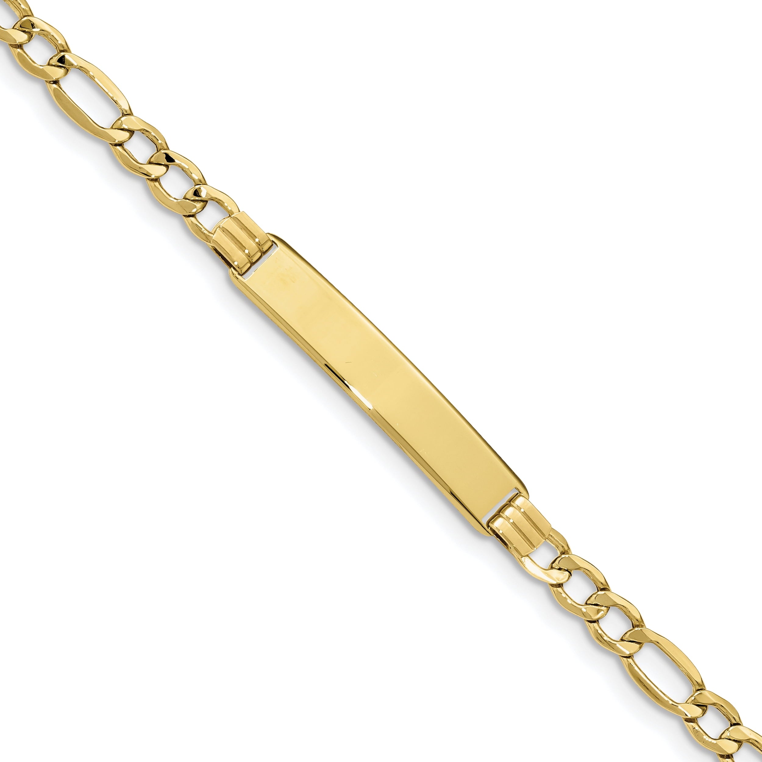 10k Semi-solid Figaro Link ID Bracelet