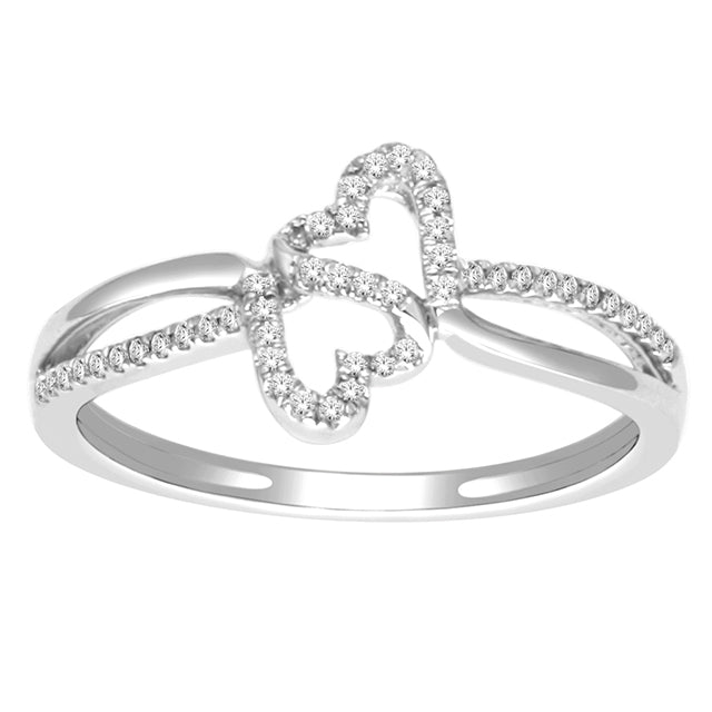 10K White 0.11Ct D-Ladies Rings Heart