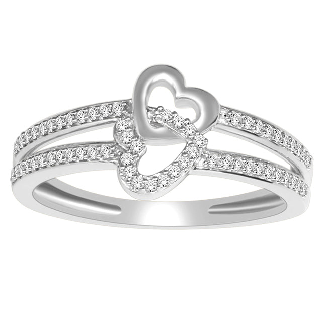 10K White 0.15Ct D-Ladies Rings Heart