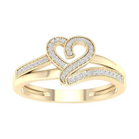 10K Yellow 0.14Ct D-Ladies Rings Heart