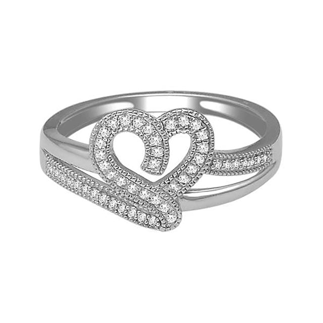 10K White 0.14Ct D-Ladies Rings Heart