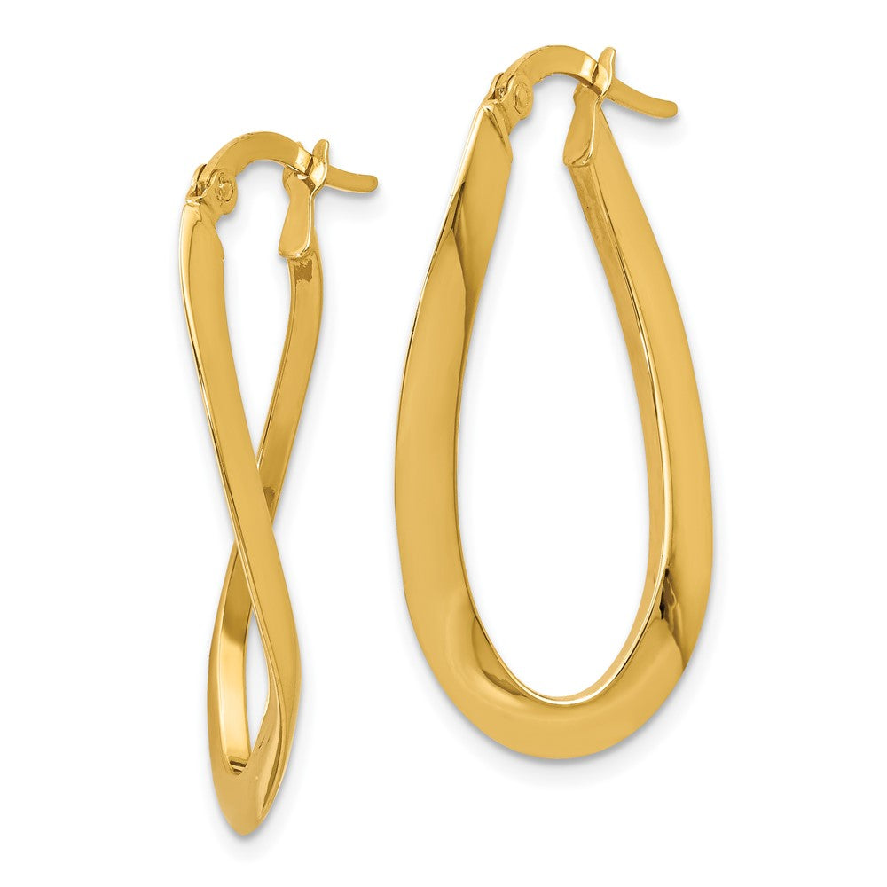 14K Polished Oval Hoop Earrings