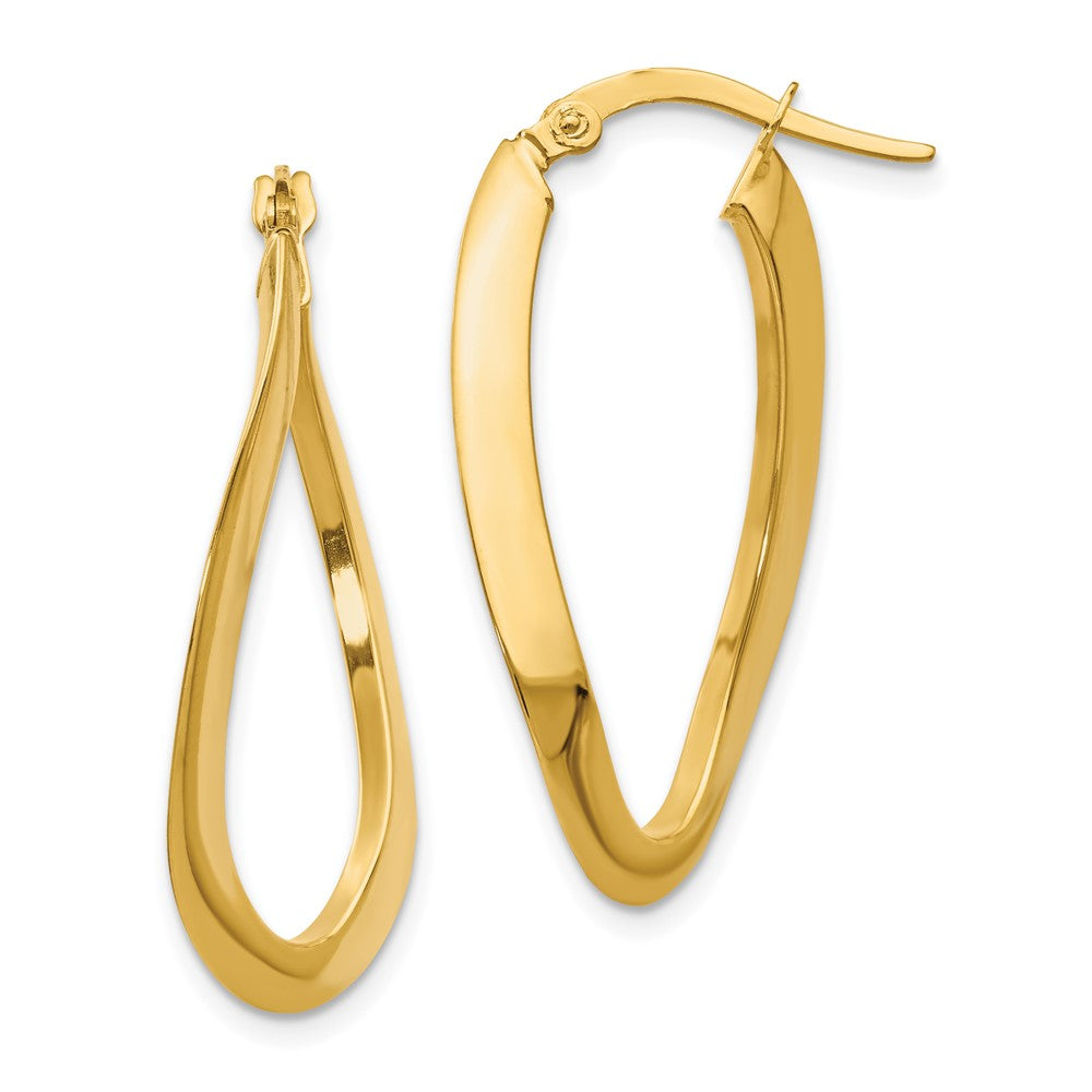 14K Polished Oval Hoop Earrings