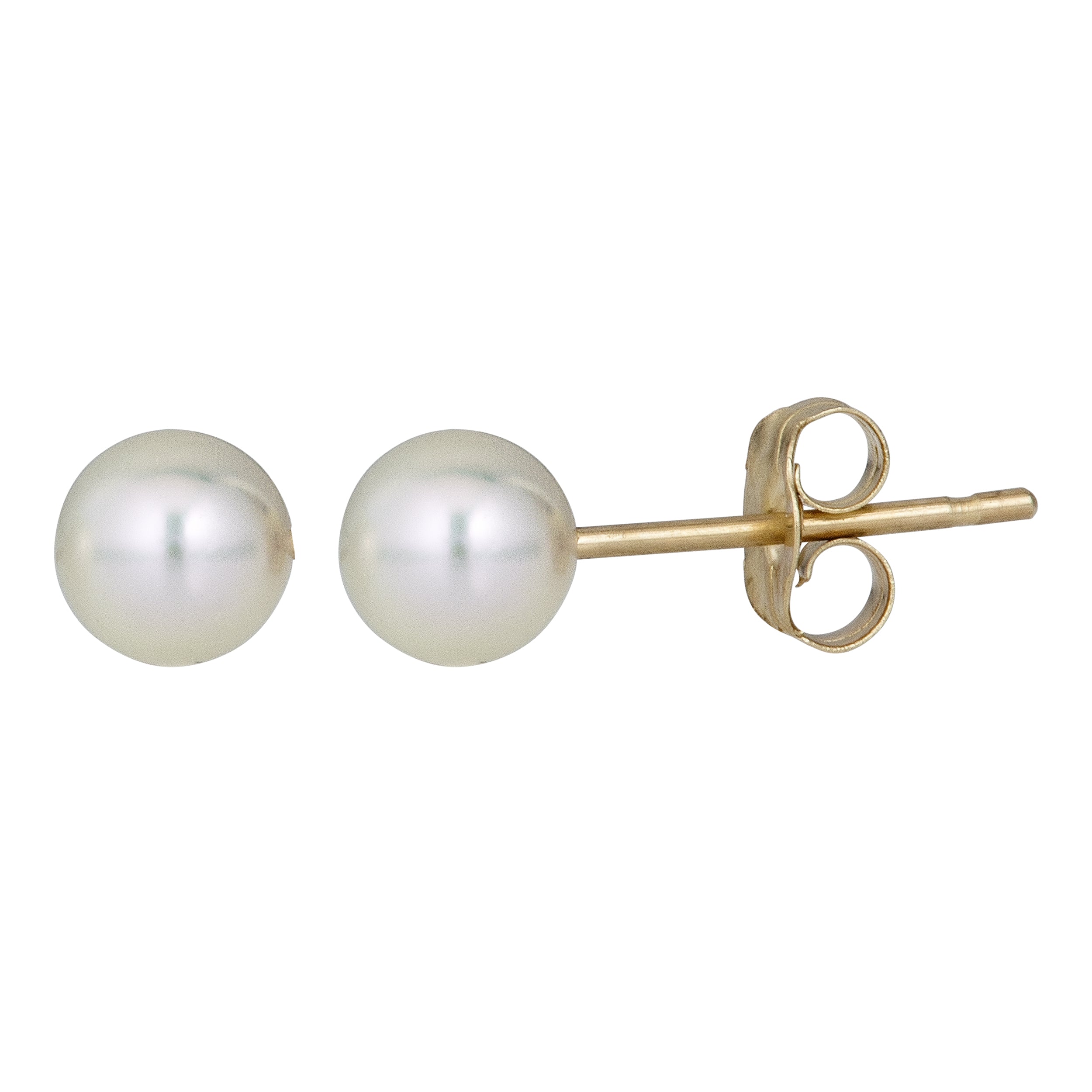 14K Yellow Gold  7MM Pearl Stud Earring