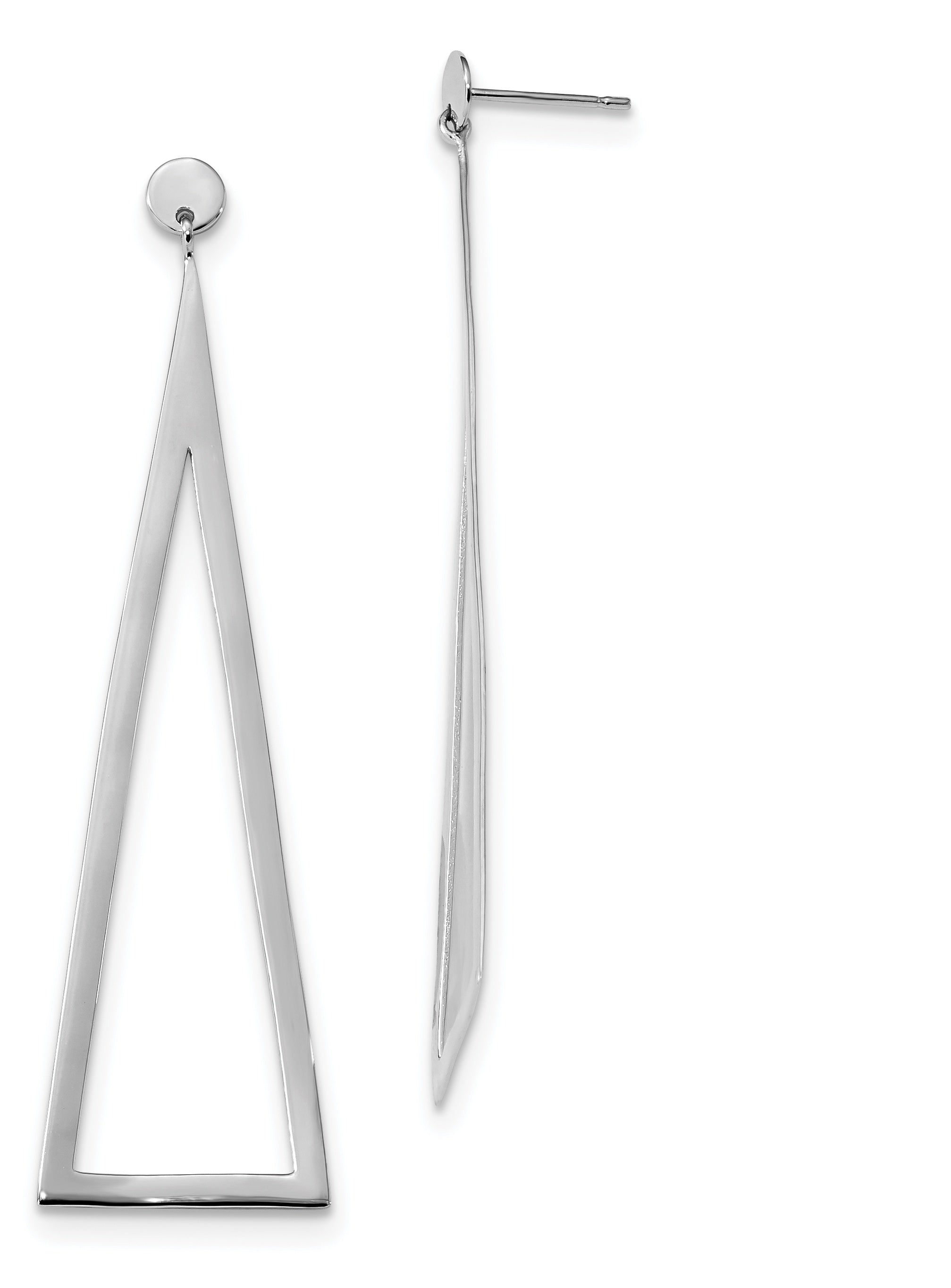 Sterling Silver Rhodium-plated Polished Triangle Dangle Earrings QE13623