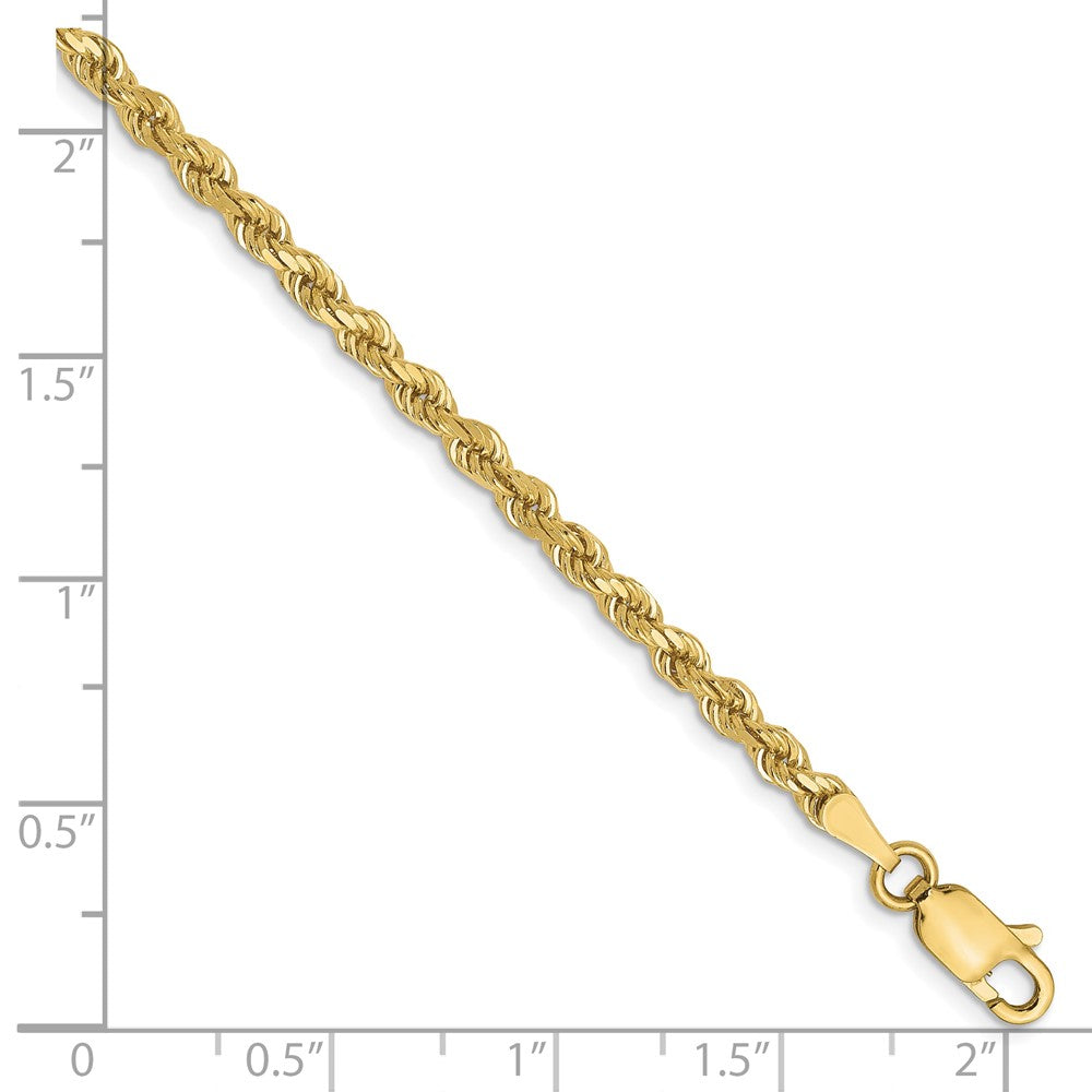 10K 2.75mm Diamond-Cut Rope Chain Anklet