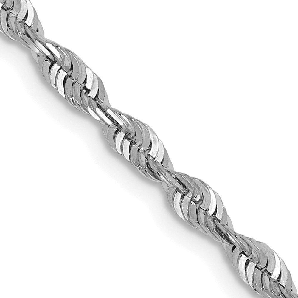 10K White Gold 2.5mm Diamond-Cut Lightweight Rope Chain