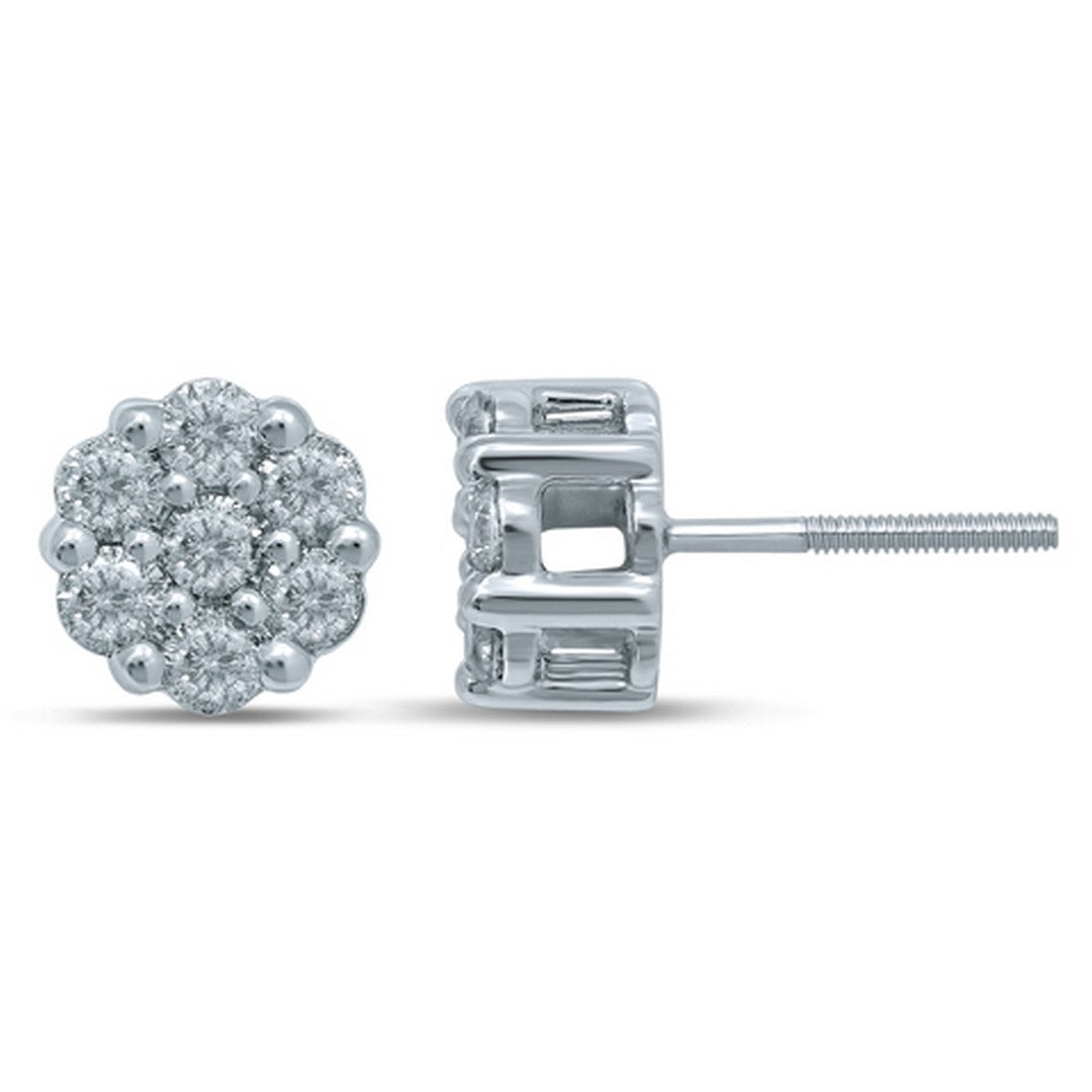 10K White 0.98-1.02Ct D-Flower Earrings