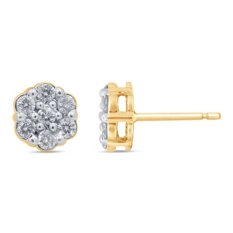 10K Yellow 0.46-0.52Ct D-Flower Earrings