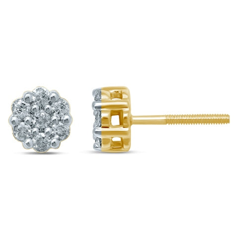 10K Yellow 0.30-0.37Ct D-Flower Earrings