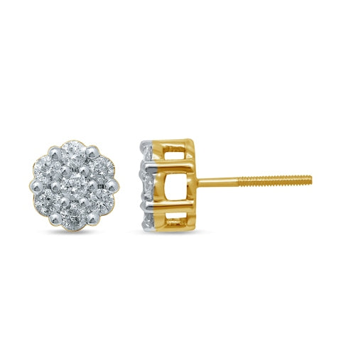 10K Yellow 0.73-0.80Ct D-Flower Earrings